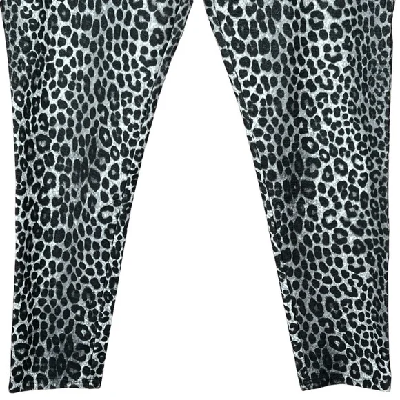 MICHAEL Michael Kors Black Leopard Print Leggings With Faux Fly XL EUC - Picture 3 of 16